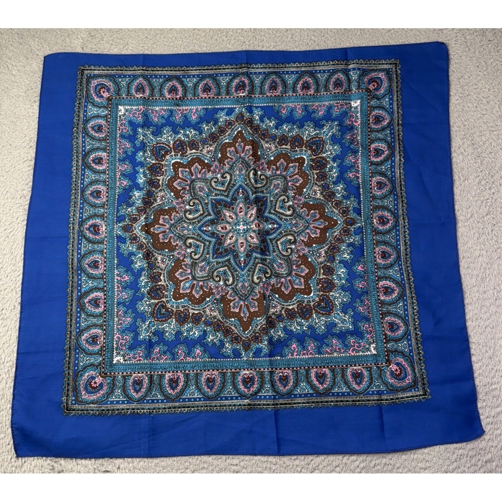 Scarf Blue Multicolor Print 24X26 Neck Tie Handbag Tie Multifunctional Unbranded